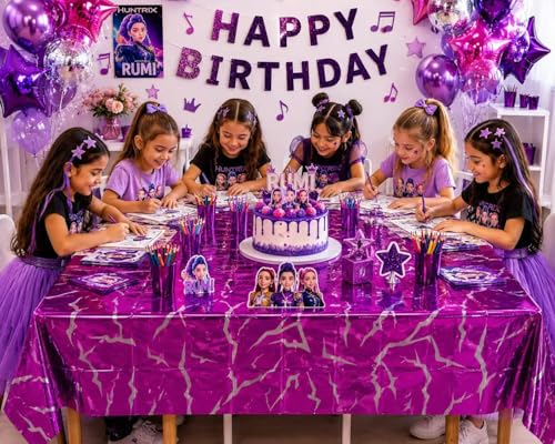 2 Pack Iridescent Party Tablecloths for Birthday Halloween Thanksgiving - Purple & Blue Variations
