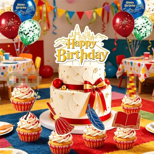 Wizard Magic Birthday Party Supplies Set - Red Theme 64, Complete Decor Pack for Kids' Celebrations