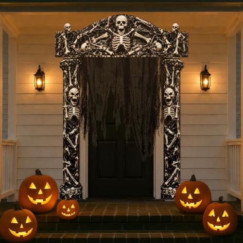 Halloween Skull Swamp Cemetery Porch Banner Set - Black, 4 Pieces