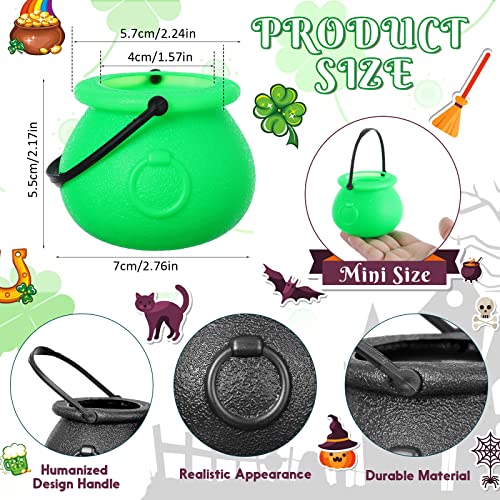 Mini Plastic Cauldrons for Party Favors, 30 Pcs Black & Green Decorations