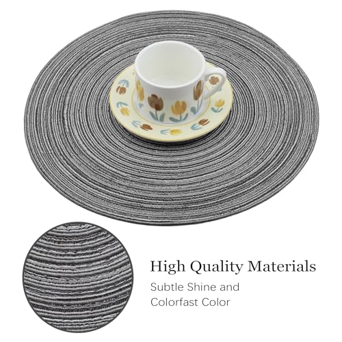 Orange Braided Round Placemats Set of 6 - Durable Dining Table Decor