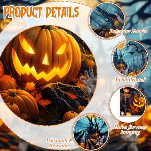 Orange 7x16 FT Halloween Garage Door Banner - Spooky Night Backdrop for Haunted House
