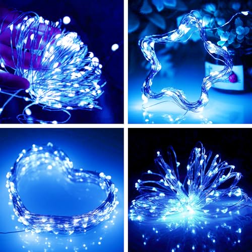 Battery Operated Fairy String Lights 16ft 50 LEDs for Bedroom & Holiday Decor - Blue, 4 Pcs