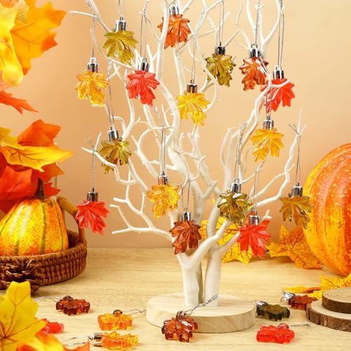 Thanksgiving Fall Maple Leaf Ornaments Set - 24 Mini Autumn Decorations