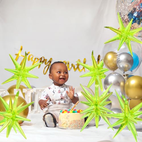 Dazzle Fluorescent Green Spiky Star Balloons - 6 Pack Explosion Party Decor
