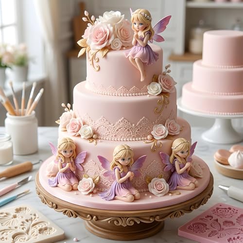 Kneeling Fairy Silicone Mold Forest Elf Girl Cake Decorating Mold - Style J