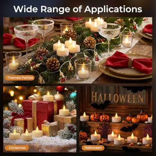 24PCS Flameless Tea Lights Candles with Remote Timer - Warm Yellow