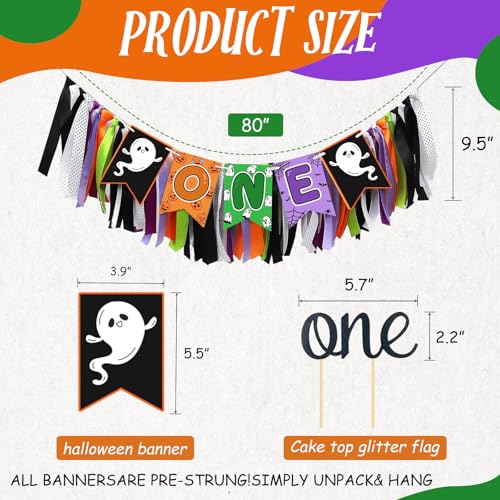 Halloween First Birthday Banner for High Chair & Photo Props - Spooky Kids Party Decor