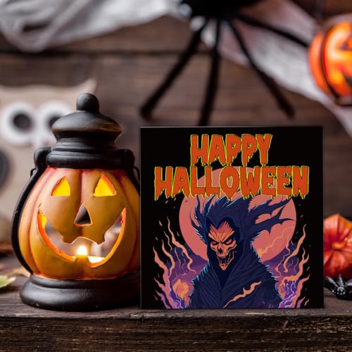 Halloween Wooden Sign Decor - Spooky Ghosts, 5x5 Inches