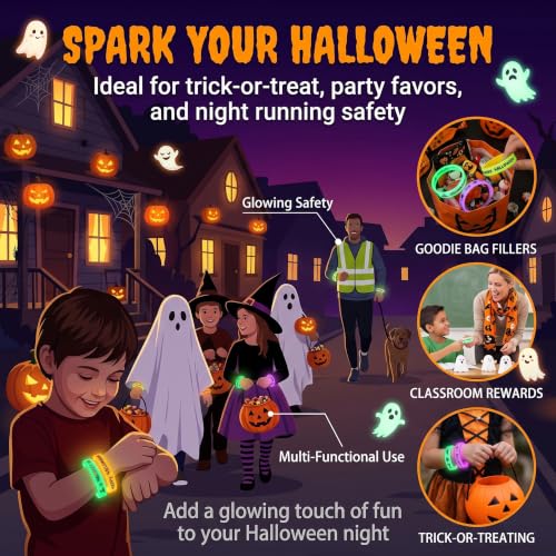 Halloween Rubber Bracelets Bulk Party Favors Wristbands - Set of 50