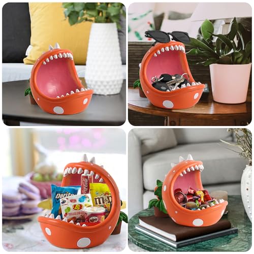 Large Candy Bowl - Piranha Plant Design, Orange, Medium - Decorative Dish & Key Holder