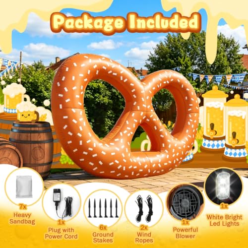 8FT Inflatable Pretzel Decoration for Oktoberfest Beer Festival Outdoor & Indoor