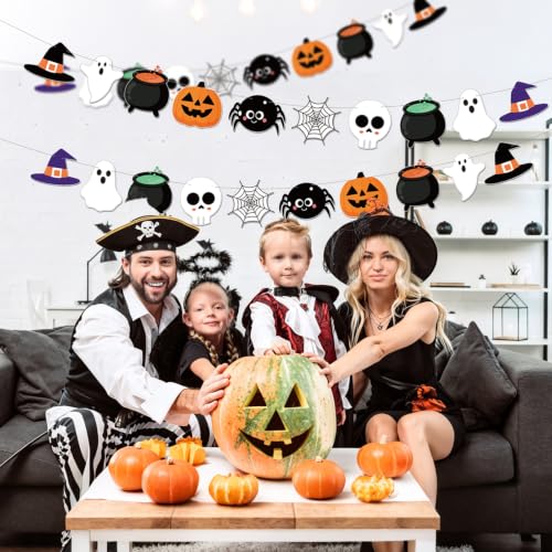 Halloween Hanging Banner Decor Black Witch Ghost Pattern Party Supplies