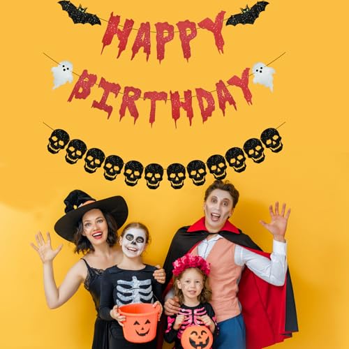Halloween Skull Heart Banner Garland - Spooky Party Decorations
