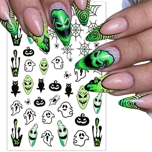 Halloween Nail Stickers Spider Web Ghost Nails - 3D Self-Adhesive Design, Variation Hallowen Style 14