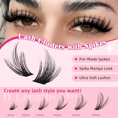 DIY Lash Clusters Kit Spiky 80D+100D False Eyelash Extensions - PRO LASHBEAUTY Variation of Kit-Spiky-80D+100D