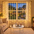 HEYFUNi Warm White Curtain Lights 13FT x 6.5FT Window Icicle Lights, Plug-in, 8 Modes