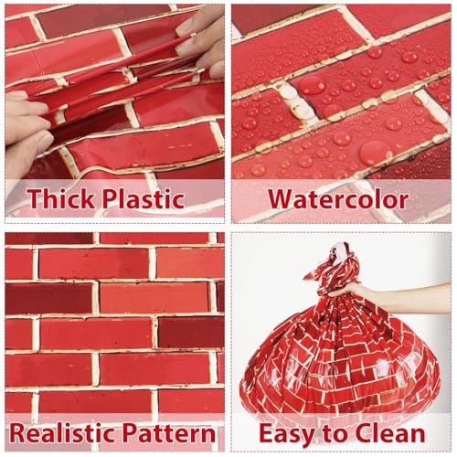 Red Brick Wall Backdrop Tablecloth Roll 52x100 Ft for Party Decorations