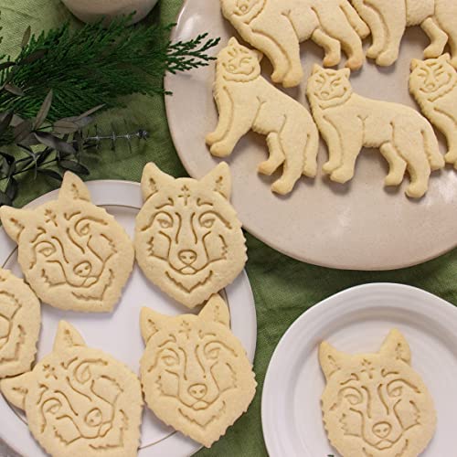 Set of 2 Wolf Cookie Cutters - Face and Body 3D Printed Baking Tools