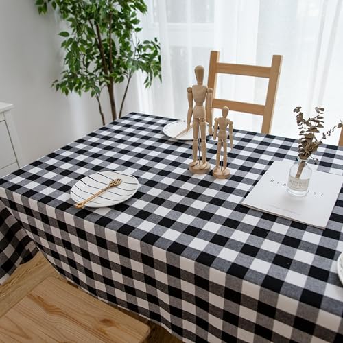 Checkered Table Cover 54x84 Inch - Black & White Wrinkle-Resistant Polyester, Holiday & Party Decor (Variation of THIS listing)