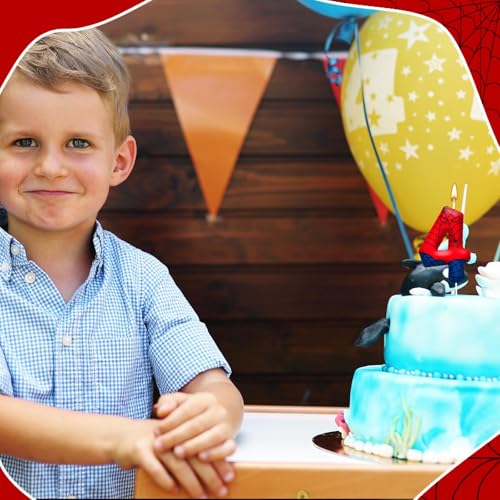 Spider Birthday Candles Number 4 - Themed Cake Party Decoration - Red & Blue - Variation 4