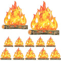 Fake Fire Cardboard Campfire Set - 11.8 Inch & 15.8 Inch, Gold Orange, Reusable Decor