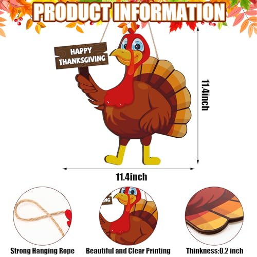 Happy Thanksgiving Wooden Turkey Door Sign Decor - Classic Fall Autumn