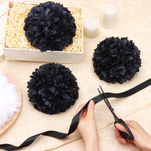 Black Homecoming Mum Flowers Bulk 16pcs - 6.5 Inch Artificial Chrysanthemums