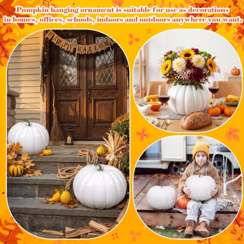 Large Outdoor Porch Pumpkin Decor - White 2-Pack Fall Halloween Thanksgiving