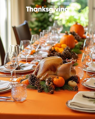 Disposable Orange Rectangular Table Cloth - 54x108 Inches, 3 Pack