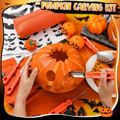 Halloween Pumpkin Carving Kit Set - 12 Orange Handle Tools & Accessories