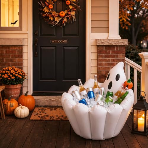 Inflatable Halloween Drink Cooler Ghost 35 Cans Capacity Outdoor Party Accessory