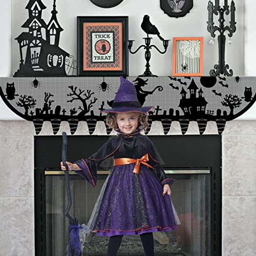 Halloween Mantle Scarf for Fireplace - Gothic Lace Haunted House Decor