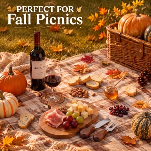 Pumpkin Charcuterie Board Set - Fall Wood Decor with 2 Knives & Forks, 12 Sets