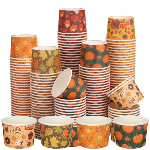 180 Pack Disposable Thanksgiving Snack Cups - Elegant Pumpkin & Skeleton Designs