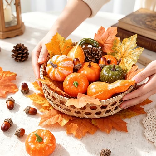 34PCS Fall Pumpkin Decor Set for Autumn Thanksgiving Home Celebration