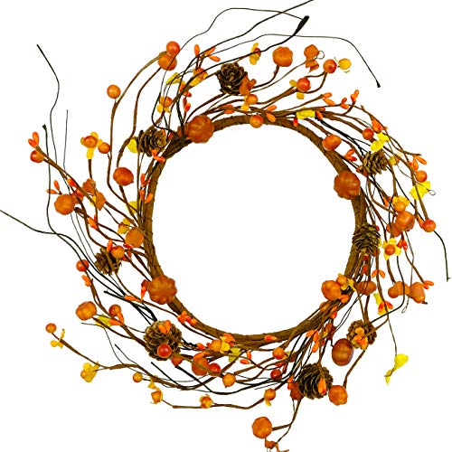 Fall Wreath Berries Seeds and Mini Pinecones - 12 Inch Halloween Thanksgiving Decor - 2 Pieces