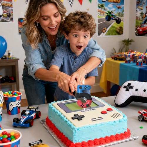 Game Controller Number 7 Birthday Candle - Red & Blue Cake Topper - Variation of THIS listing