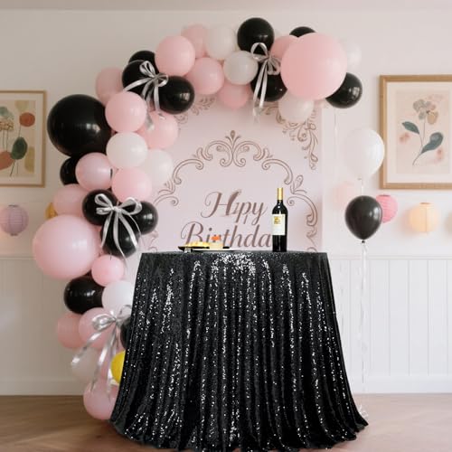 Black 120 Inch Square Sequin Tablecloth for Weddings & Parties Variation of THIS Listing