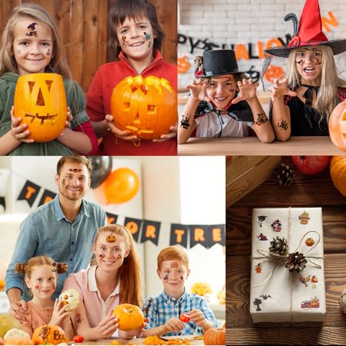 Halloween Pumpkin Temporary Tattoos Stickers - 30 Sheets, 380+ Designs, Kids & Party Decor