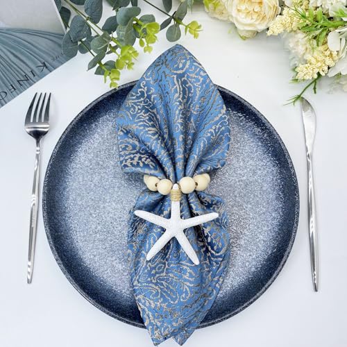Wood Bead Starfish Napkin Rings Set of 12 Coastal Beach Table Decor