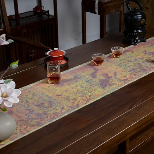 Waterproof Reversible Fish & Algae Brocade Table Runner 13x72 for Dining & Decor