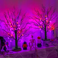 Set B Halloween 24-Inch Black Trees with Orange & Purple LED Lights - Indoor Decor