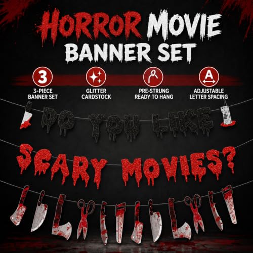 Halloween Horror Movie Banner Decoration - Glitter