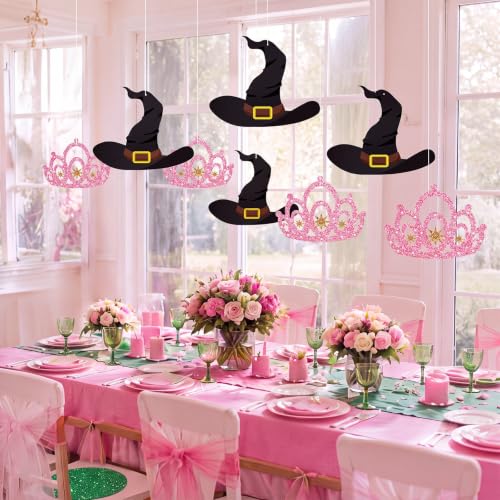 15 Pcs Witch Party Decorations - Hanging Witch Hat & Crown Banner - Halloween Indoor Decor