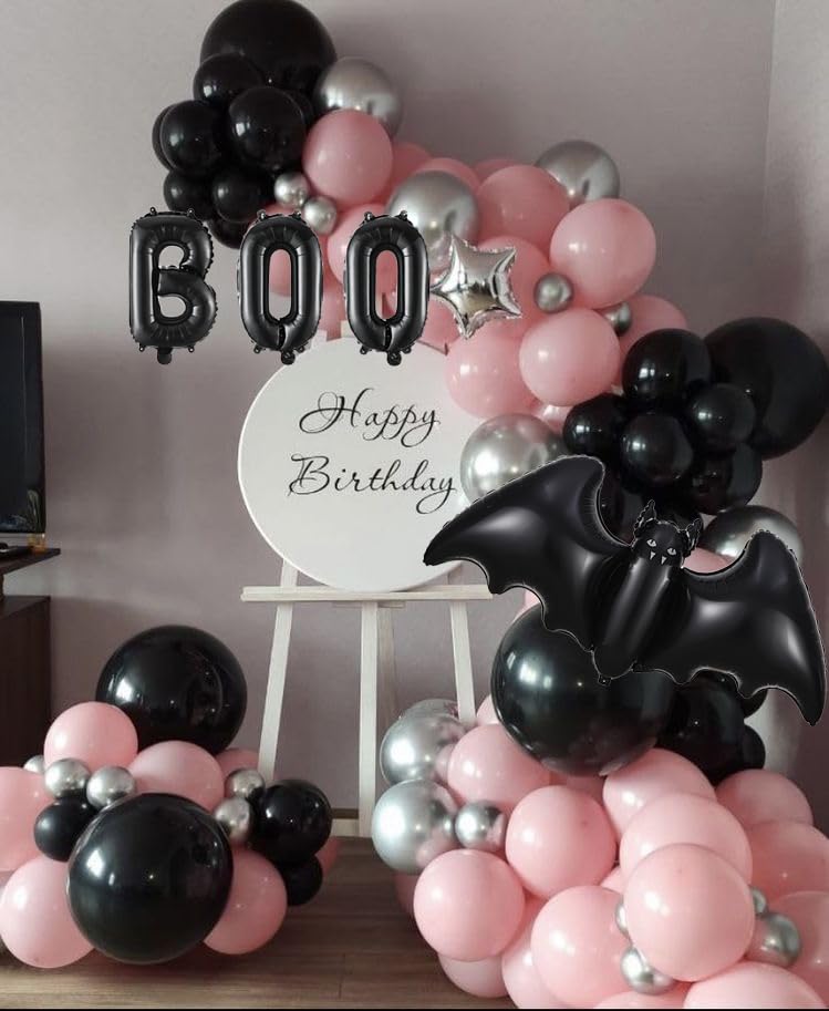 Pink Black Halloween Balloon Arch Kit with Bat & BOO Balloons, 169PCS Party Decorations - Variation of THIS listing