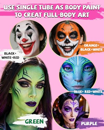 Basic 12 Colors Waterproof Face Body Paint Set - Smudge & Sweatproof Halloween Cosplay