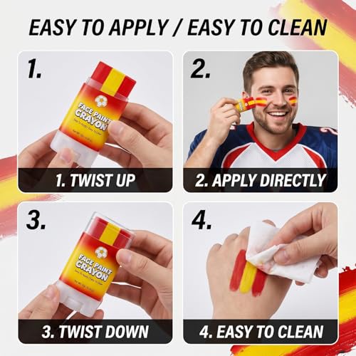 Spain Flag Face Paint Stick - World Cup 2026 Soccer Fan Makeup, Sweat-Proof & Easy Removable