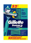 Gillette Sensor2 Plus Disposable Razor Pack - 52 Count, Lubrastrip & Pivoting Head