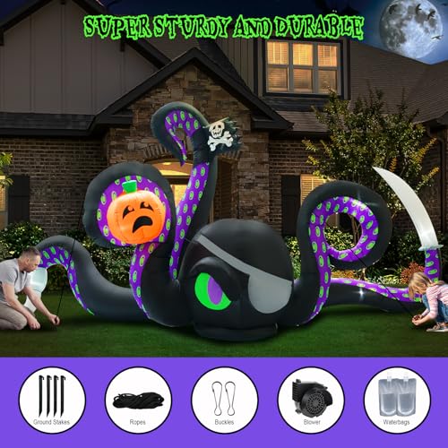 13Ft Halloween Inflatable Giant Octopus Black Sticky Pumpkin LED Light - Outdoor Yard Decor - Variation of THIS Listing